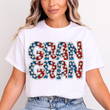 Load image into Gallery viewer, 4th of July Faux Embroidery Star Name Dropdown TRANSFER CSD MAY 25
