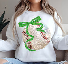 Load image into Gallery viewer, Glitter Baseball Bow Dropdown TRANSFER PARJO FEB 25