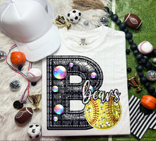 Load image into Gallery viewer, Faux Leather Rhinestone Softball Mascots DROPDOWN TRANSFER CAP
