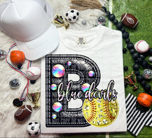 Load image into Gallery viewer, Faux Leather Rhinestone Softball Mascots DROPDOWN TRANSFER CAP