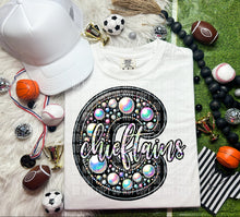 Load image into Gallery viewer, Leather Rhinestone Mascot DROPDOWN TRANSFER CAP