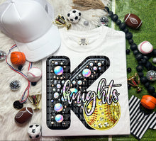 Load image into Gallery viewer, Faux Leather Rhinestone Softball Mascots DROPDOWN TRANSFER CAP