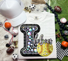 Load image into Gallery viewer, Faux Leather Rhinestone Softball Mascots DROPDOWN TRANSFER CAP