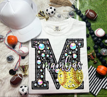 Load image into Gallery viewer, Faux Leather Rhinestone Softball Mascots DROPDOWN TRANSFER CAP
