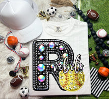 Load image into Gallery viewer, Faux Leather Rhinestone Softball Mascots DROPDOWN TRANSFER CAP