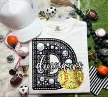 Load image into Gallery viewer, Faux Leather Rhinestone Softball Mascots DROPDOWN TRANSFER CAP