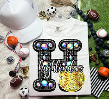 Load image into Gallery viewer, Faux Leather Rhinestone Softball Mascots DROPDOWN TRANSFER CAP