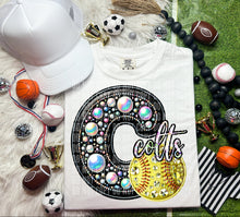Load image into Gallery viewer, Faux Leather Rhinestone Softball Mascots DROPDOWN TRANSFER CAP