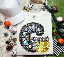 Load image into Gallery viewer, Faux Leather Rhinestone Softball Mascots DROPDOWN TRANSFER CAP