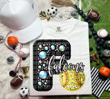 Load image into Gallery viewer, Faux Leather Rhinestone Softball Mascots DROPDOWN TRANSFER CAP