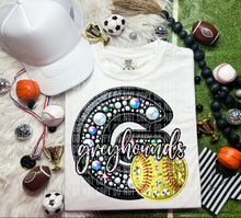 Load image into Gallery viewer, Faux Leather Rhinestone Softball Mascots DROPDOWN TRANSFER CAP