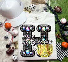 Load image into Gallery viewer, Faux Leather Rhinestone Softball Mascots DROPDOWN TRANSFER CAP
