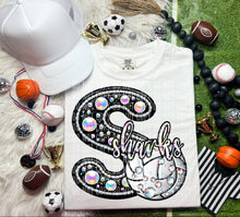 Load image into Gallery viewer, Faux Leather Rhinestone Volleyball Mascots DROPDOWN TRANSFER CAP
