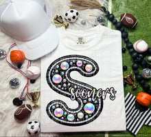 Load image into Gallery viewer, Leather Rhinestone Mascot DROPDOWN TRANSFER CAP