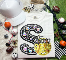 Load image into Gallery viewer, Faux Leather Rhinestone Softball Mascots DROPDOWN TRANSFER CAP
