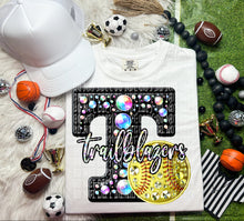 Load image into Gallery viewer, Faux Leather Rhinestone Softball Mascots DROPDOWN TRANSFER CAP