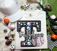 Load image into Gallery viewer, Faux Leather Rhinestone Baseball Mascots DROPDOWN TRANSFER CAP