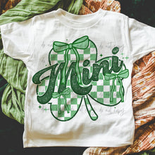 Load image into Gallery viewer, Mini Or Mama Checkered Bow Clover Dropdown TRANSFER