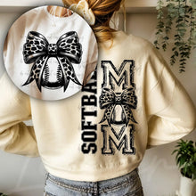 Load image into Gallery viewer, Baseball Or Softball Mom Blk Leopard Bow With Pocket Dropdown TRANSFER