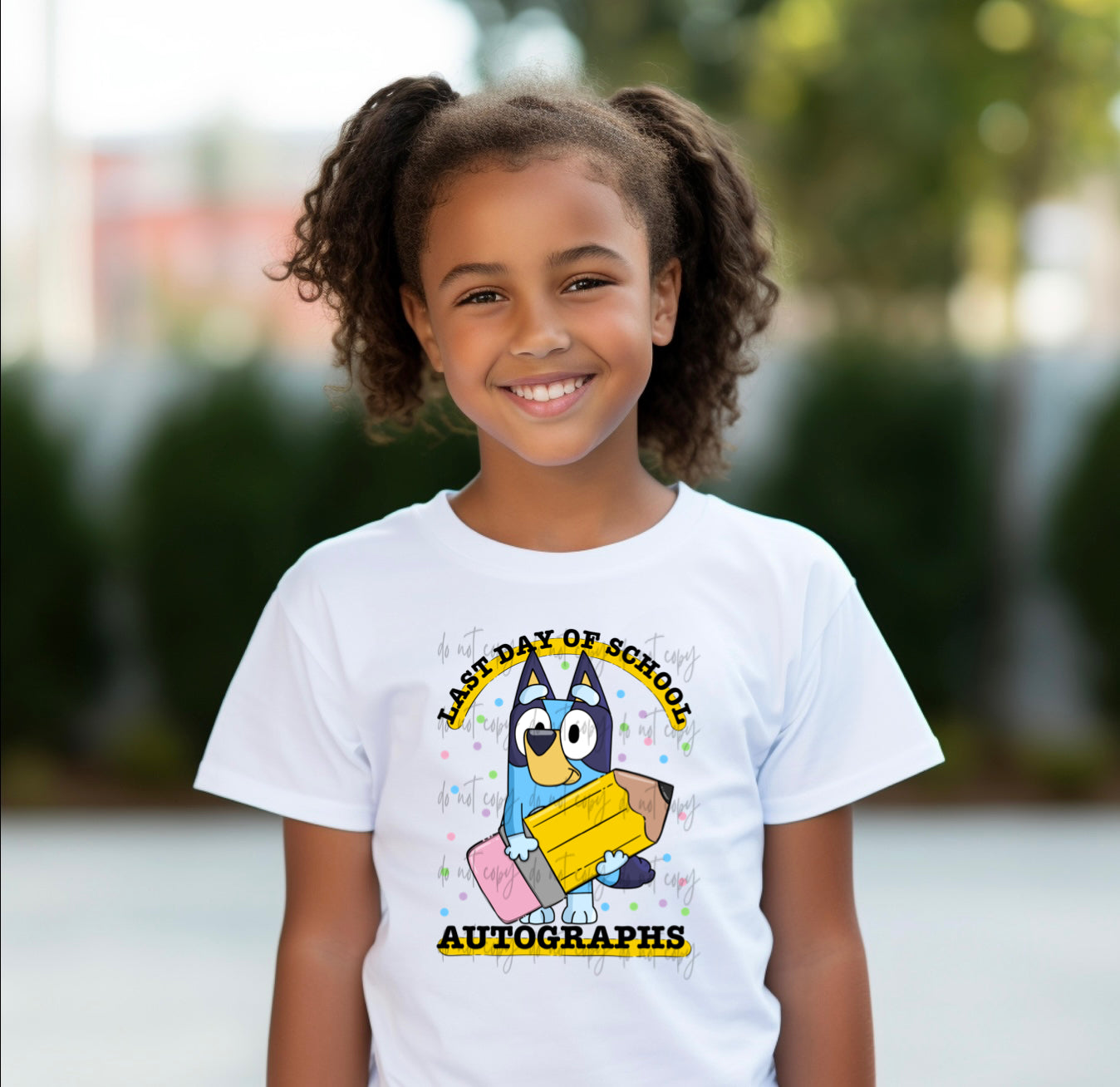 Last Day Of School Autographs Blue Dog TRANSFER Sassy Sublimation