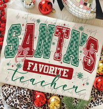 Load image into Gallery viewer, Santa’s Favorite Occupation Checker Bow Dropdown TRANSFER ET NOV 25