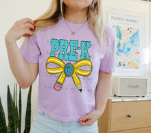 Load image into Gallery viewer, Turquoise Yellow Bow Grades DROPDOWN TRANSFER DMD EM JUNE 26 | Back To School