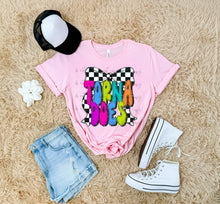 Load image into Gallery viewer, Bright Checker Bow Mascots DROPDOWN TRANSFER ARA JUNE 25