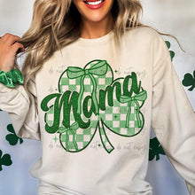 Load image into Gallery viewer, Mini Or Mama Checkered Bow Clover Dropdown TRANSFER