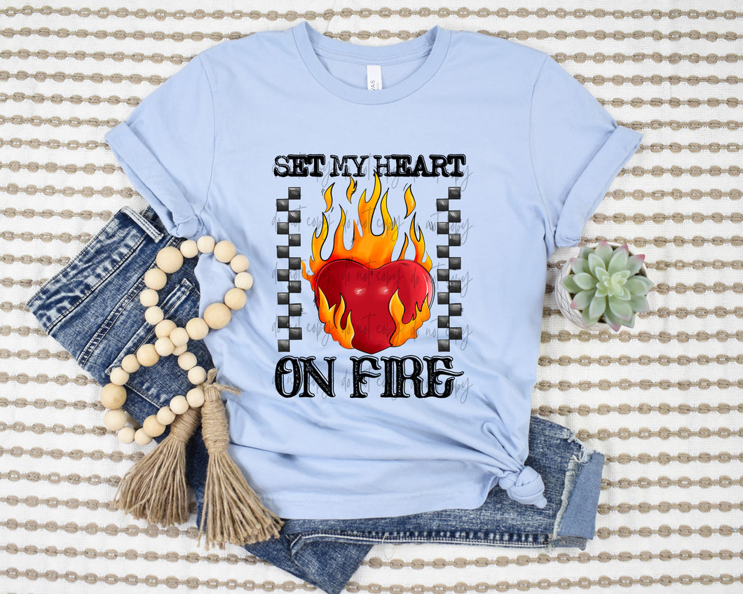 Set My Heart On Fire Checkered TRANSFER