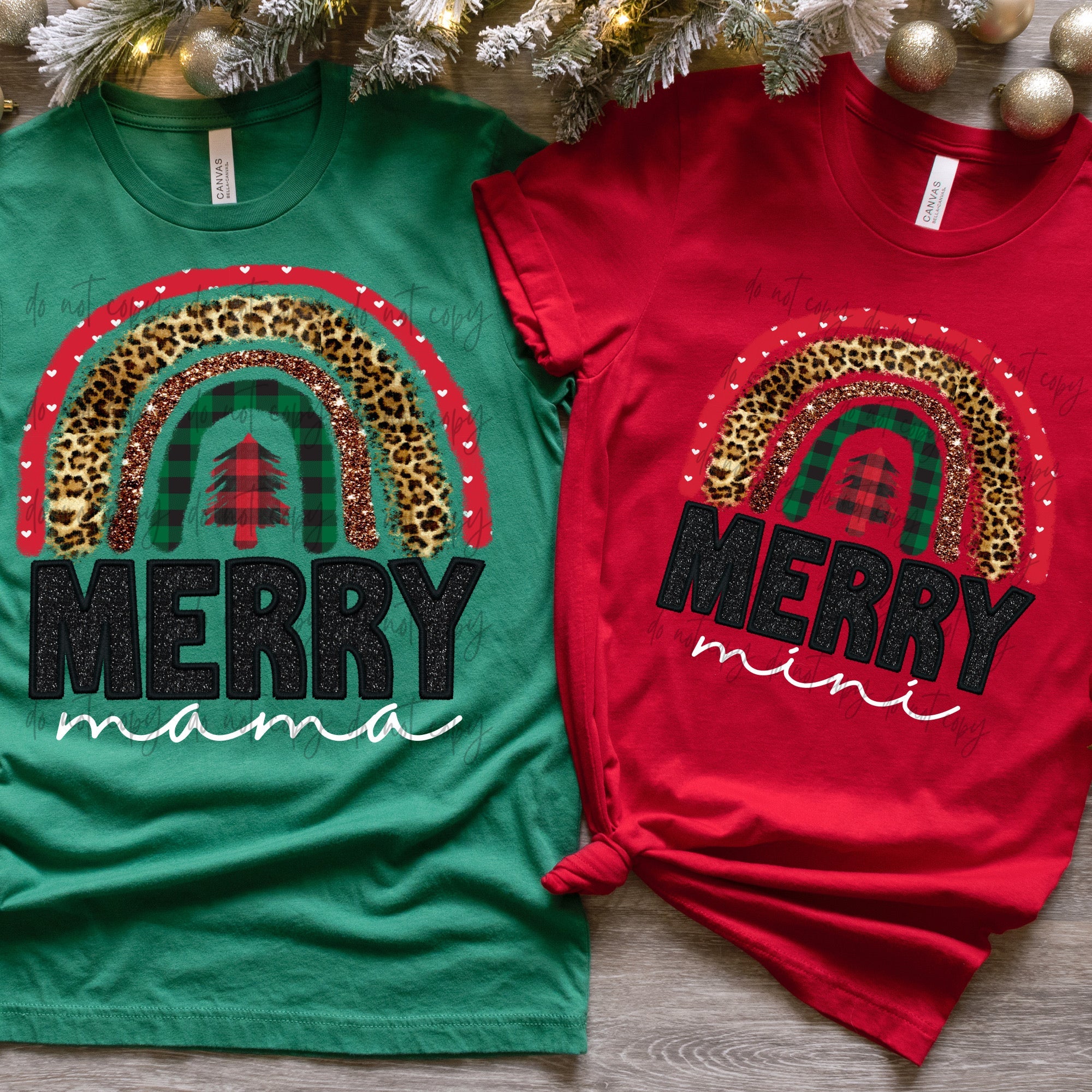 Merry Mama Rainbow Faux Embroidery Glitter TRANSFER Sassy Sublimation