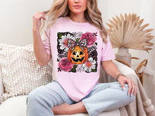 Load image into Gallery viewer, Floral Spider Web Pumpkin Bow TRANSFER