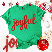 Load image into Gallery viewer, Merry Joyful Jolly Red Faux Yarn Script DROPDOWN TRANSFER PARJO OCT 25