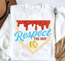 Load image into Gallery viewer, Respect The Drip Baseball or Softball Color Dropdown TRANSFER PARJO FEB 25