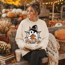 Load image into Gallery viewer, Spooky Ghost In Witch Hat Spiderweb Black Lace TRANSFER SDD AUG 26