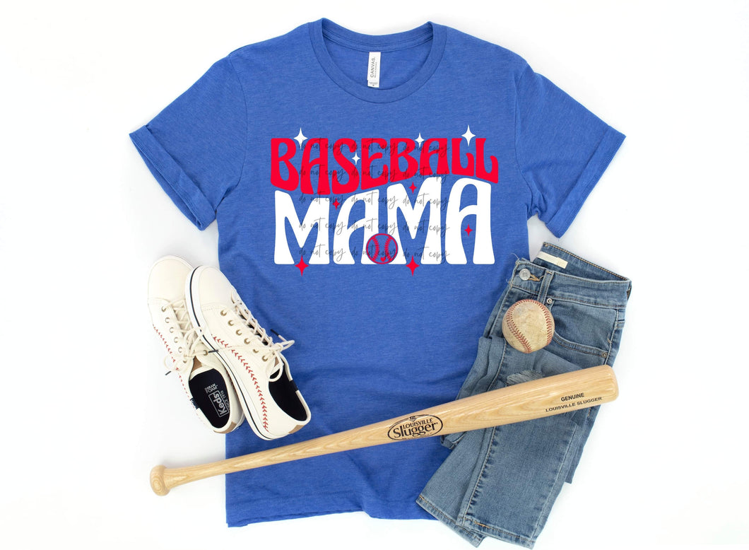 Baseball Mama Red & White Wavy SCREEN