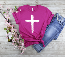 Load image into Gallery viewer, Distressed Cross WHT SCREEN