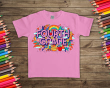 Load image into Gallery viewer, Fourth Grade Retro Floral Rainbow TRANSFER