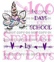 Load image into Gallery viewer, 100 Days Of School Unicorn TRANSFER