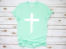 Load image into Gallery viewer, Distressed Cross WHT SCREEN