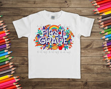 Load image into Gallery viewer, First Grade Retro Floral Rainbow TRANSFER