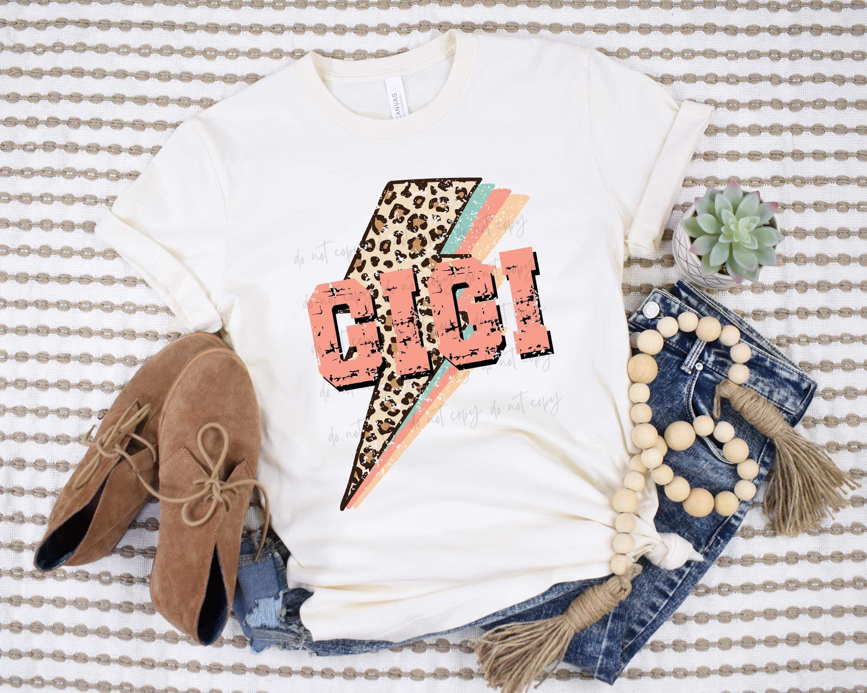 Gigi Leopard Peach Bolt Transfer Sassy Sublimation And Screen Prints