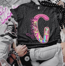 Load image into Gallery viewer, Rainbow Leopard Single Letter Mascot Dropdown TRANSFER CAP APR

