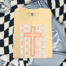 Load image into Gallery viewer, Coral Floral Cross Stripes TRANSFER TCC ET MAR 26
