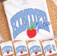 Load image into Gallery viewer, Blue Plaid Apple Grades DROPDOWN TRANSFER ET JUNE 26
