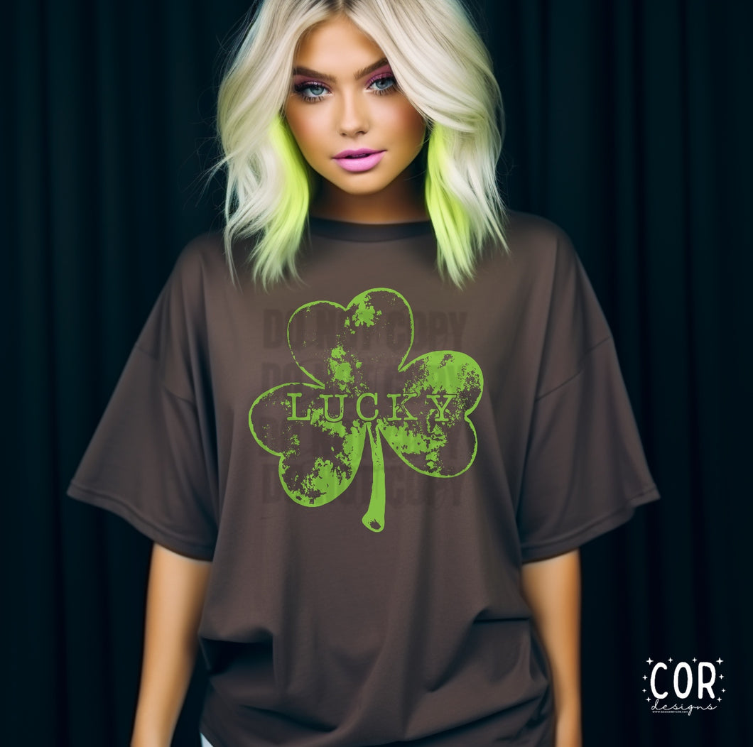 Lucky Shamrock Green Distressed TRANSFER