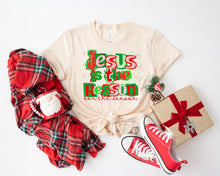 Load image into Gallery viewer, Jesus Is The Reason For The Season Red Green Block TRANSFER ET OCT 25
