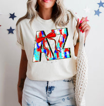 Load image into Gallery viewer, RWB Brushstroke Bow States (all 50 states available) TRANSFER CST MAY
