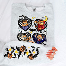 Load image into Gallery viewer, Black Checker Heart Halloween Gar_ield With SLEEVE OPTION DROPDOWN TRANSFER MOON JULY 25 NOSTALGIC HALLOWEEN COLLAB NDC X MOON
