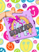 Load image into Gallery viewer, Rainbow Crayon Pink Bow School Mascots DROPDOWN TRANSFER CAP JUNE 26
