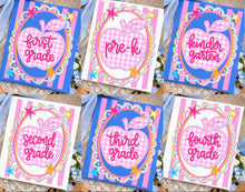 Load image into Gallery viewer, Preppy Pink Gingham Apple Star Stripes Grades DROPDOWN TRANSFER ET JUNE 26
